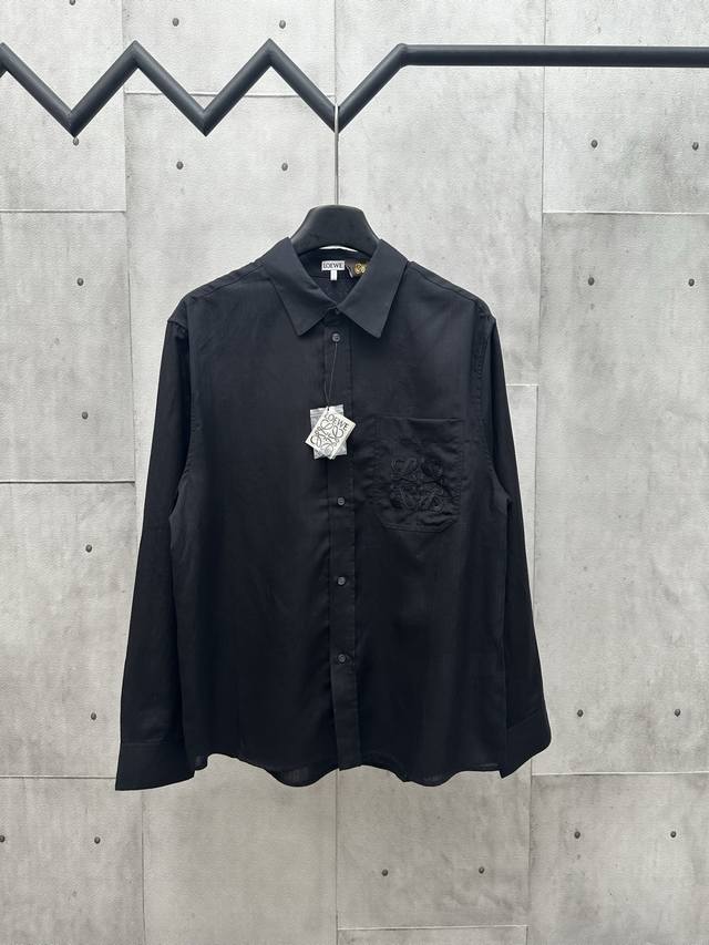 Loewe embroidered linen long-sleeved shirt Fabric selection: Viscose fiber and l