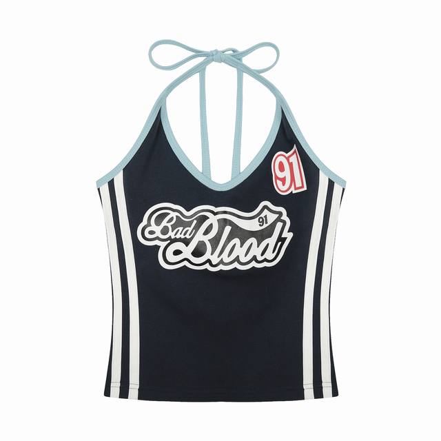 with breast pads Badblood American retro niche letter print halter neck suspende