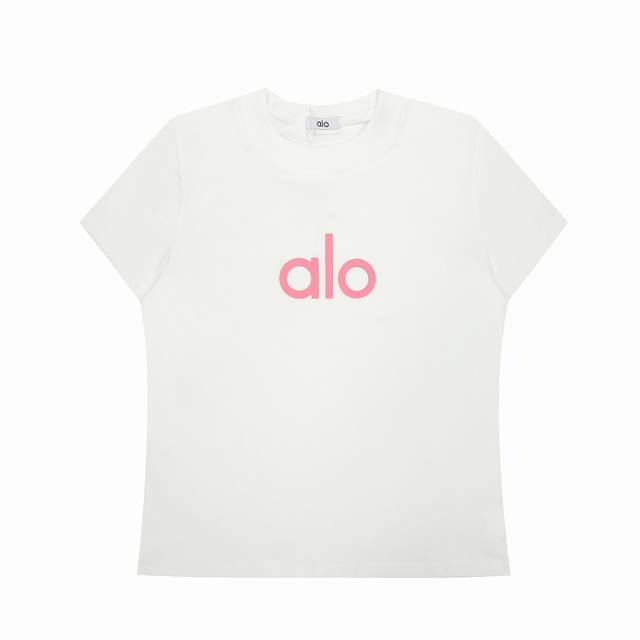 Alo new minimalist Ins style silicone label short-sleeved summer slimming round