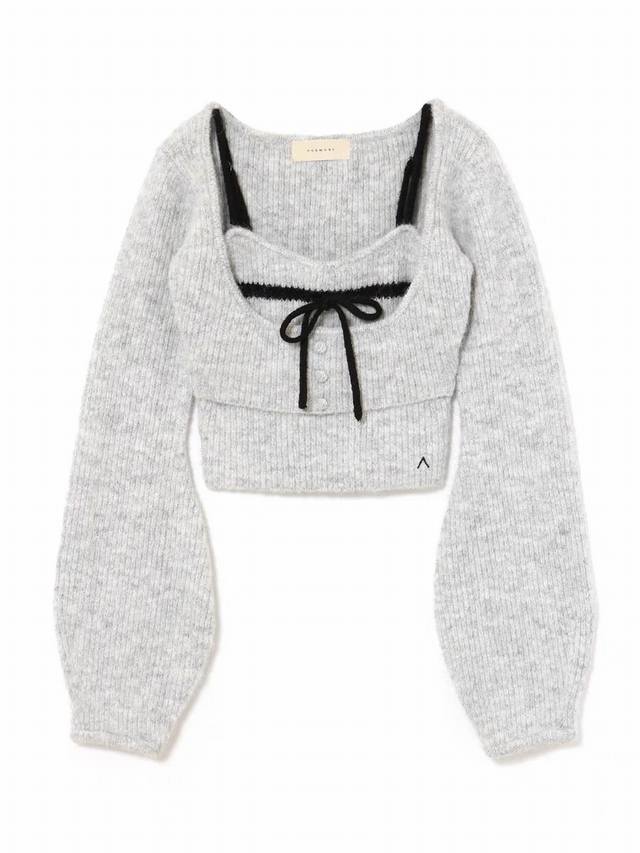 two-piece suit Andmary same style Japanese niche brand design bow wool sweater s