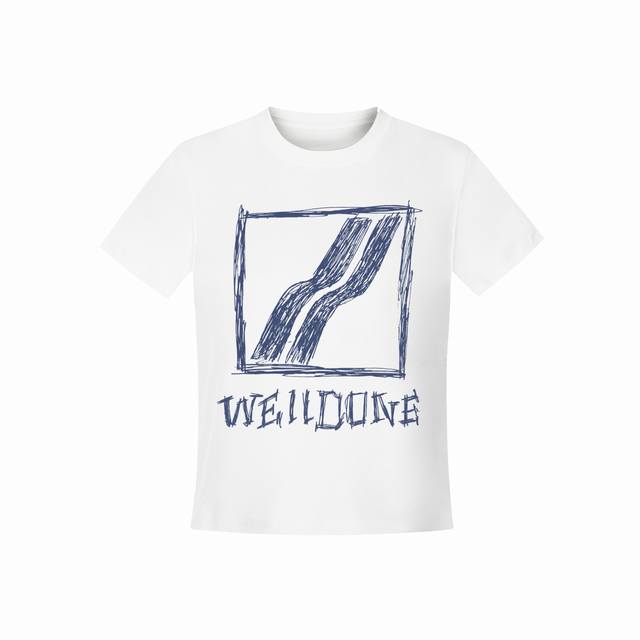 We11Done 2025 summer new design sketch block letter logo straight shoulder short