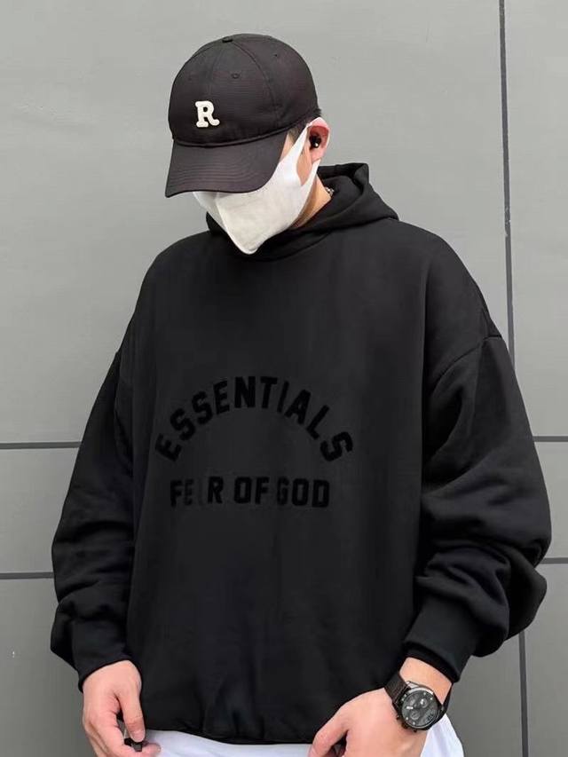 Fog-8820# Plus velvet Fog eighth season double-line glued hooded sweatshirt mono