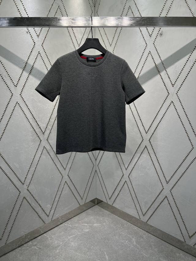Maxmara 25Ss new round neck short sleeve straight T-shirt for women light gray h