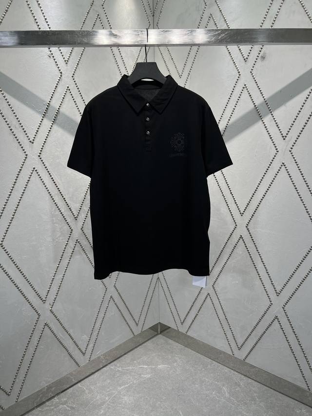 Chrome Hearts Ch Dark Cross Scroll Polo, the fabric is made of custom-dyed 230G