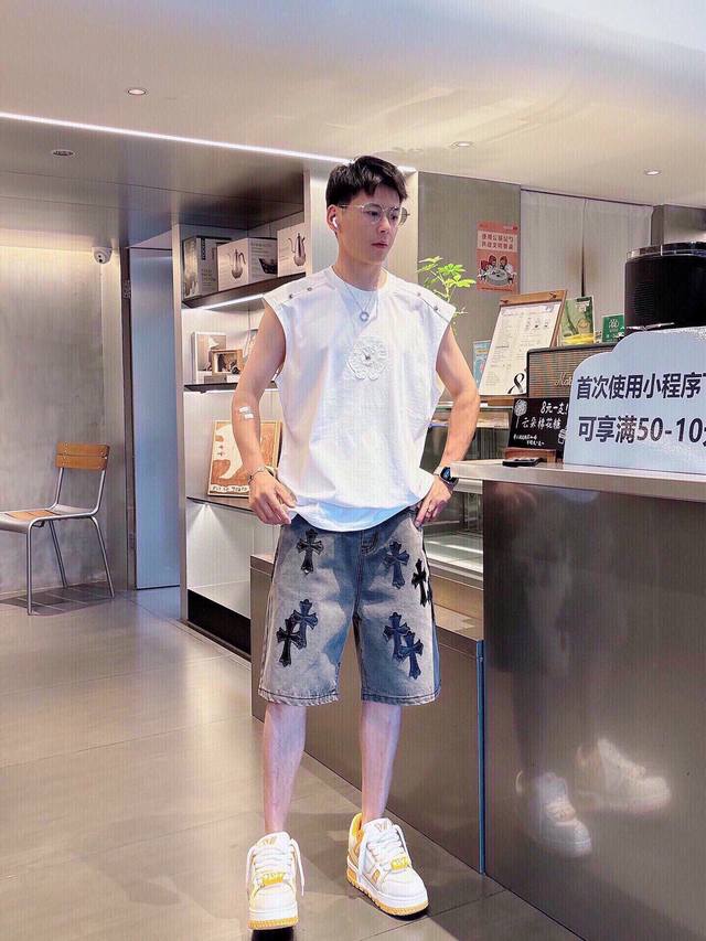 Pants Clothes P190 Chrome Hearts, Bearltongs high-end new short-sleeved vest. Ha