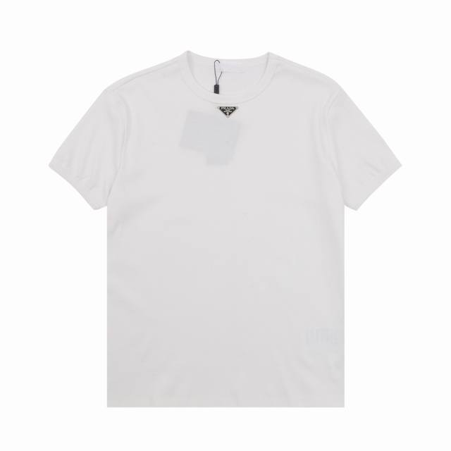Prada Prada collar metal triangle logo inlaid short-sleeved T-shirt Size: Xs-L