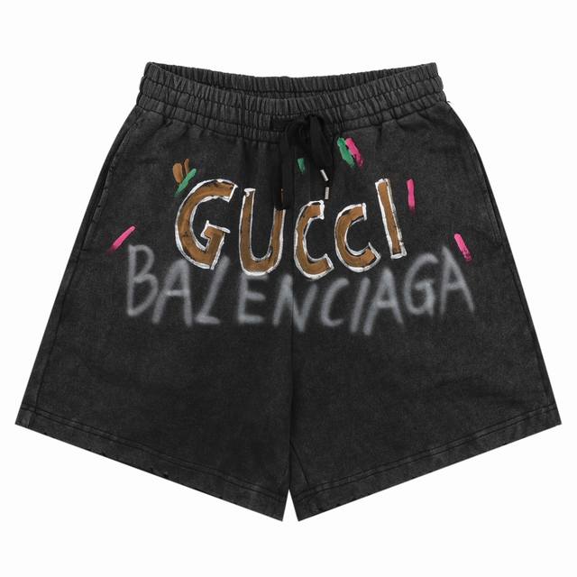 Balenciaga hand-painted letters terry shorts Size: SL