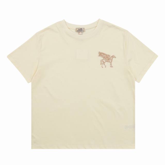 Hermes Pegasus embroidered round neck short sleeves Size: SL