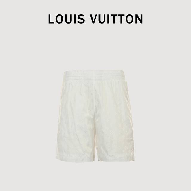 Louis Vuitton classic full-printed dark pattern monogram beach shorts White high