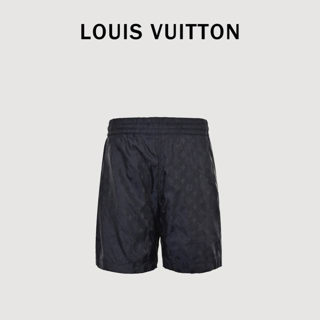 Louis Vuitton classic full-printed dark pattern monogram beach shorts Black high