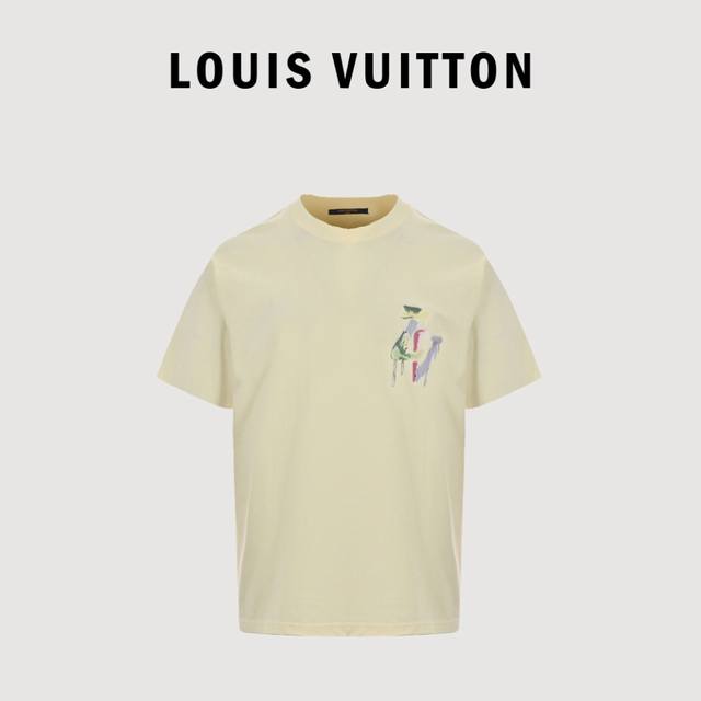 Louis Vuitton 23Ss graffiti hand-painted large letter print short sleeves Custom