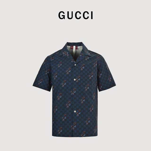 Gucc Snake Print Shirt Short Sleeves The snake motif is presented in print or em