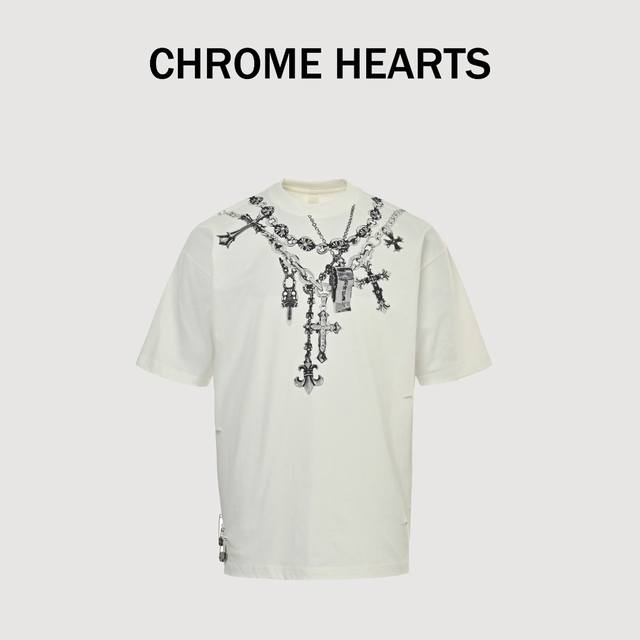 Chrome Hearts 25Ss casual hand-painted graffiti short sleeves Yb custom-woven an
