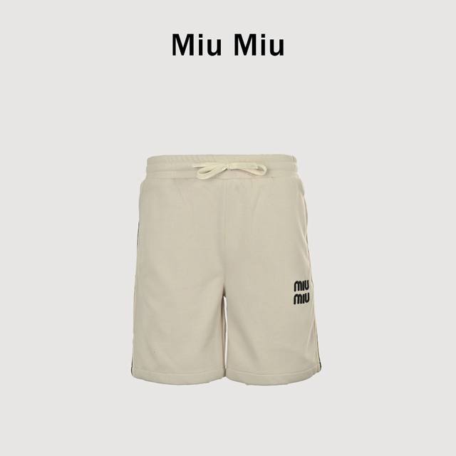 Miumiu Miu Miu Embroidered Logo Shorts The fabric is made of 360g brushed fabric