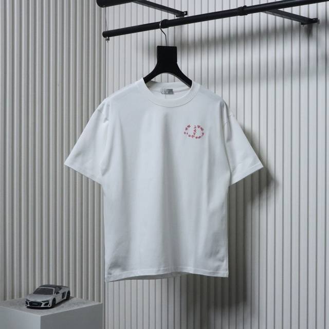 Dior 25Ss floral short-sleeved T-shirt fabric is made of customized 240G 26-coun
