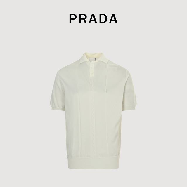 Prada 25Ss button knitted Polo short-sleeved T-shirt Custom molded imported mach