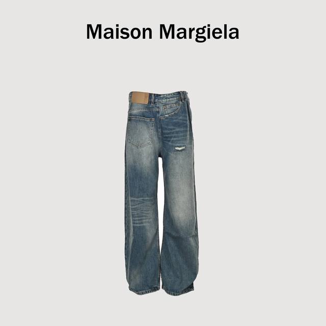 Maison Margiela Mm6 paper label distressed jeans Customized denim rough twill co
