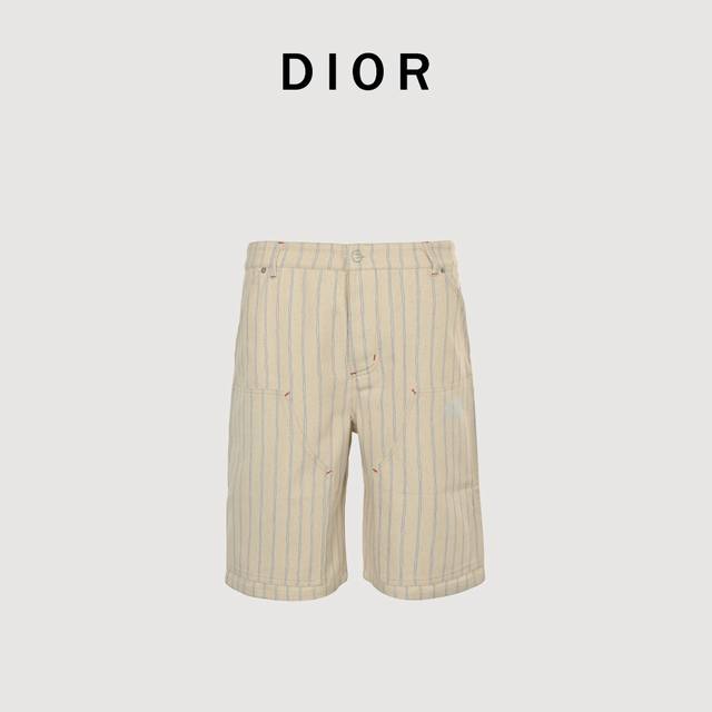Dior 25Ss Embroidered Letter Striped Denim Shorts Dior's new shorts are both mod