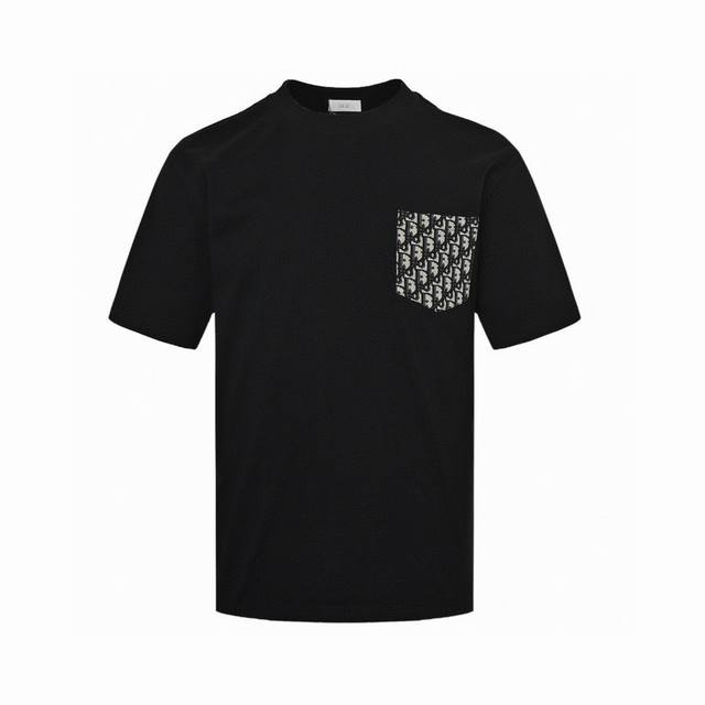 Dior summer new style, old flower patch pocket round neck short sleeve T-shirt,