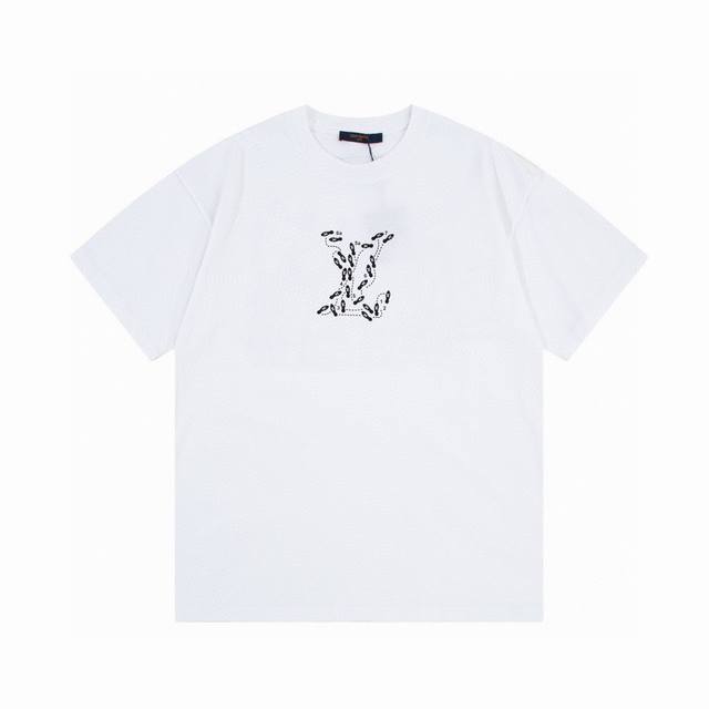 Louis Vuitton Summer new foam letter print round neck short-sleeved T-shirt Lv S