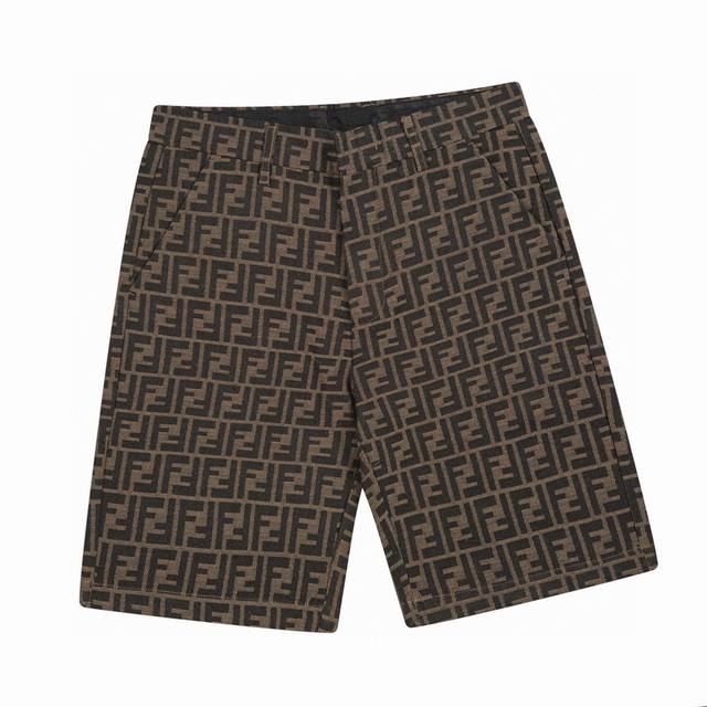 Fendi Summer new jacquard letter casual denim shorts with exquisite jacquard log