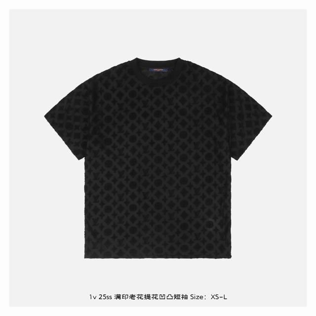 Lv 25Ss Full Printed Old Flower Jacquard Concave and Concave Short Sleeves Custo