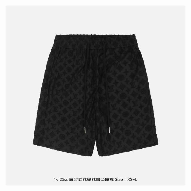 Lv 25Ss full print old flower jacquard convex shorts Customized 360G towel fabri