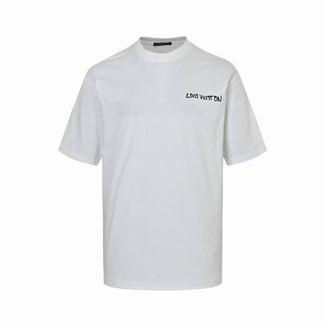 Louis Vuitton 25Ss short sleeves with letter print on the back Made of 260G doub