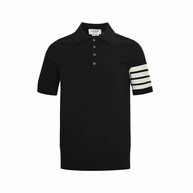 Thom Browne M27 four-bar striped ice silk jacquard knitted Polo short sleeves Se