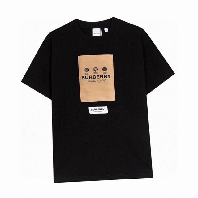 Burberry new summer style round neck short-sleeved T-shirt with logo patch on th