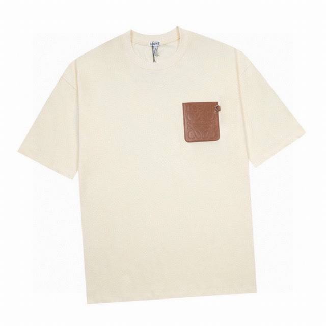 Loewe new summer style, leather label pocket logo round neck short-sleeved T-shi