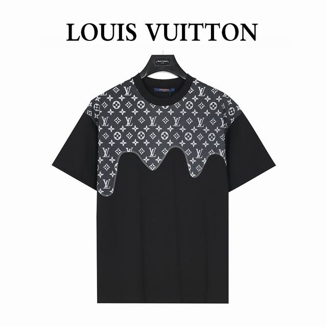 Louis Vuitton 25Ss denim patchwork short-sleeved T-shirt Summer new style, denim