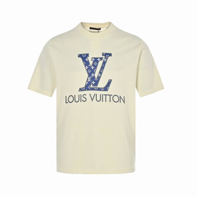 Louis Vuitton 23Ss monogram logo printed short sleeves Customized 240g same-dye
