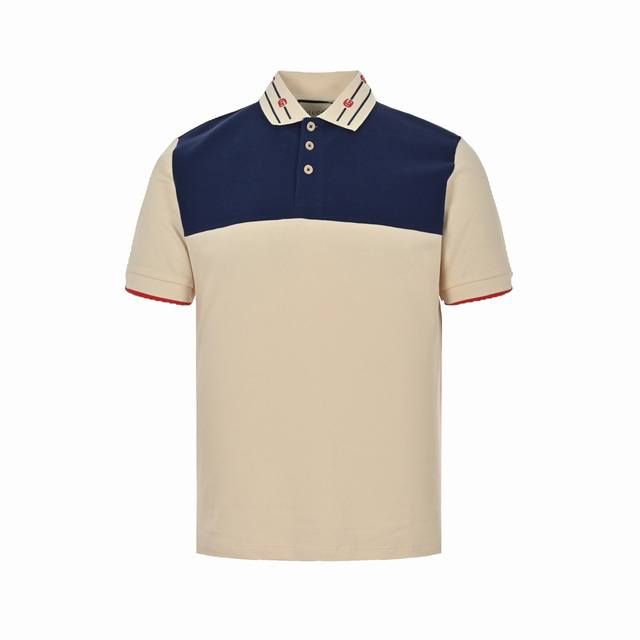 Gucci Gucci collar double G embroidery color-blocking Polo short sleeves Made of