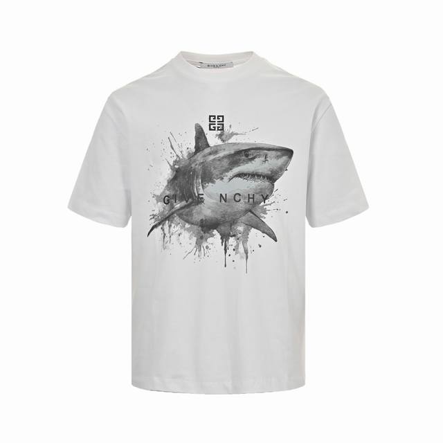 Givenchy 24Ss Great White Shark Printed Short Sleeves Standard digital direct pr