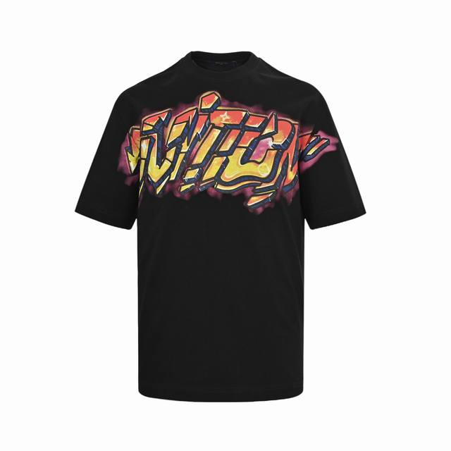 Louis Vuitton cartoon flame letter print short sleeves Made of G original heavy