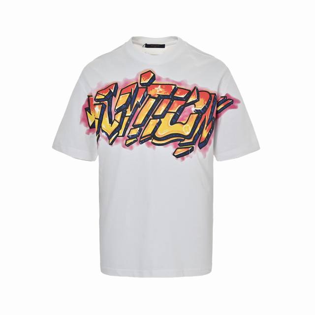 Louis Vuitton Louis Vuitton comic cartoon flame letter print short sleeves Made