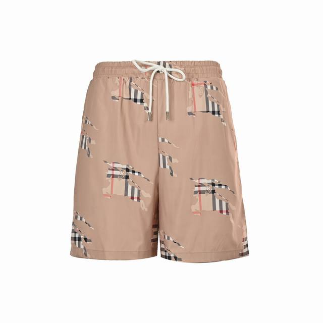 Burberry 24Ss Plaid Warhorse Beach Shorts Imported high-count, high-density cott