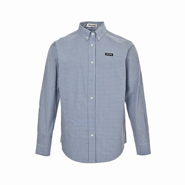 Miu Miu blue check long-sleeved shirt Authentic 10700 purchased and developed, c