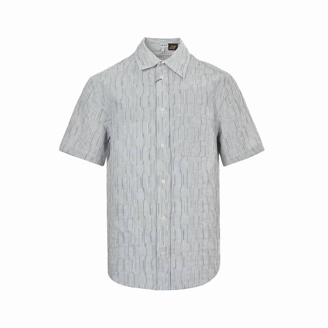 Loewe 25Ss Striped Wave Texture Short Sleeve Shirt The triple golden ratio cotto