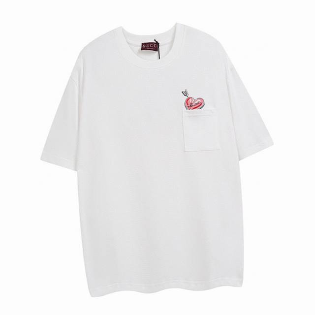 Gucci Summer new love pocket round neck short-sleeved T-shirt Valentine's Day, C