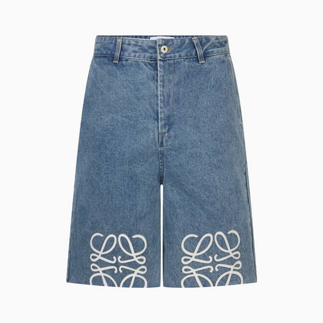 Loewe Anagram denim shorts in stock Size 46 48 50 52 Customized blue silk dense