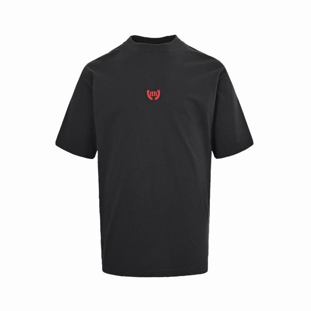 Balenciaga 25Ss wheat ear double B red label embroidery washed short sleeves No.