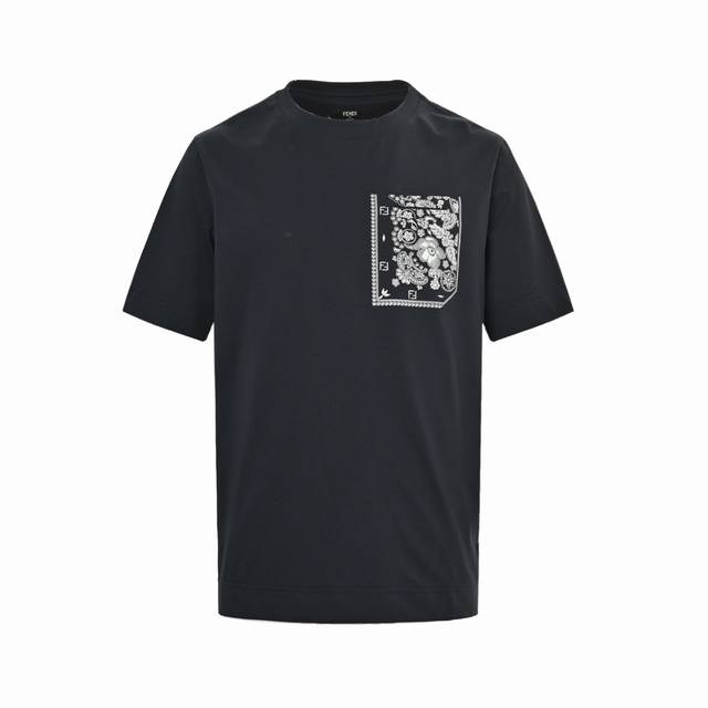 Fendi 25Ss coral flower pocket short sleeves are woven with high-count long-stap