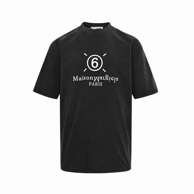 Maison Margiela 25Ss washed letter short sleeves Fabric is woven and dyed 280G32