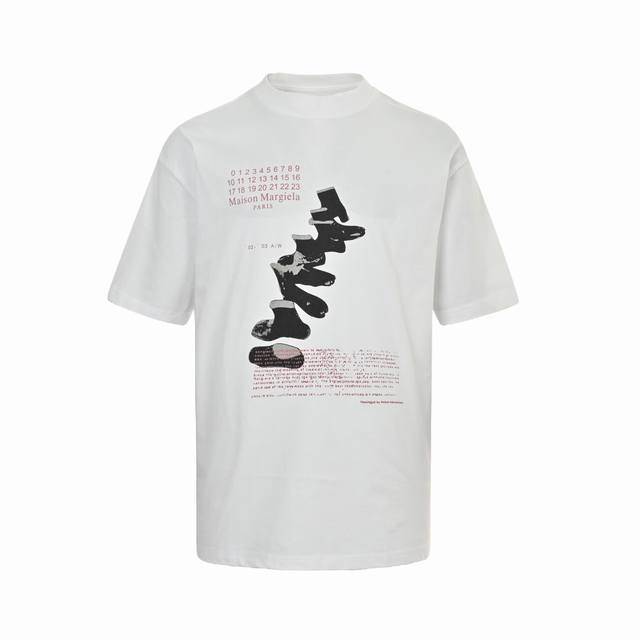 Maison Margiela 25Ss boot print short sleeves Fabric is woven and dyed 280G32 do