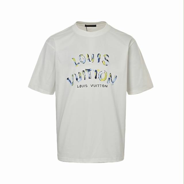 Louis Vuitton 25Ss hand-painted camouflage letter logo short sleeves custom-wove