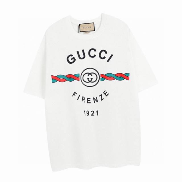 Gucci Summer new classic twisted letter print round neck short-sleeved T-shirt,
