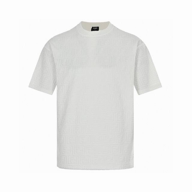 Fendi Summer new double F pattern towel fabric jacquard round neck short-sleeved