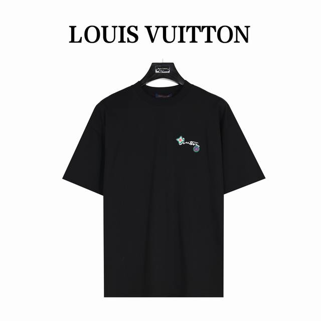 Louis Vuitton 25Ss floral letter embroidered short-sleeved T-shirt The fabric is